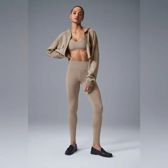 Alo High-Waist Airlift Leggings color is gravel taupe size large - Picture 2 of 6